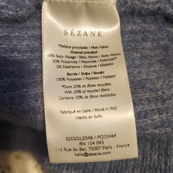 Sezane Slate Blue Ribbed Cardigan With Jeweled Buttons - Picture 7 of 8